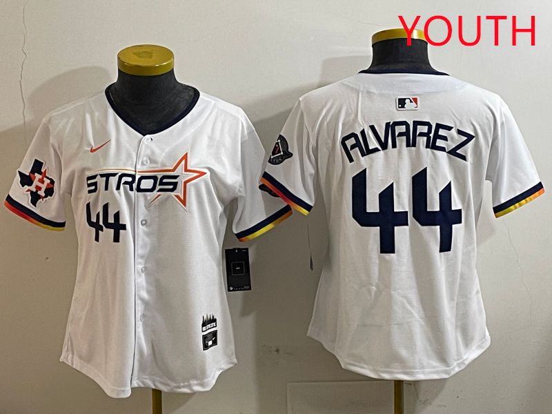 Youth Houston Astros 44 Alvarez White three generations Joint Name Nike 2025 MLB Jersey style 8